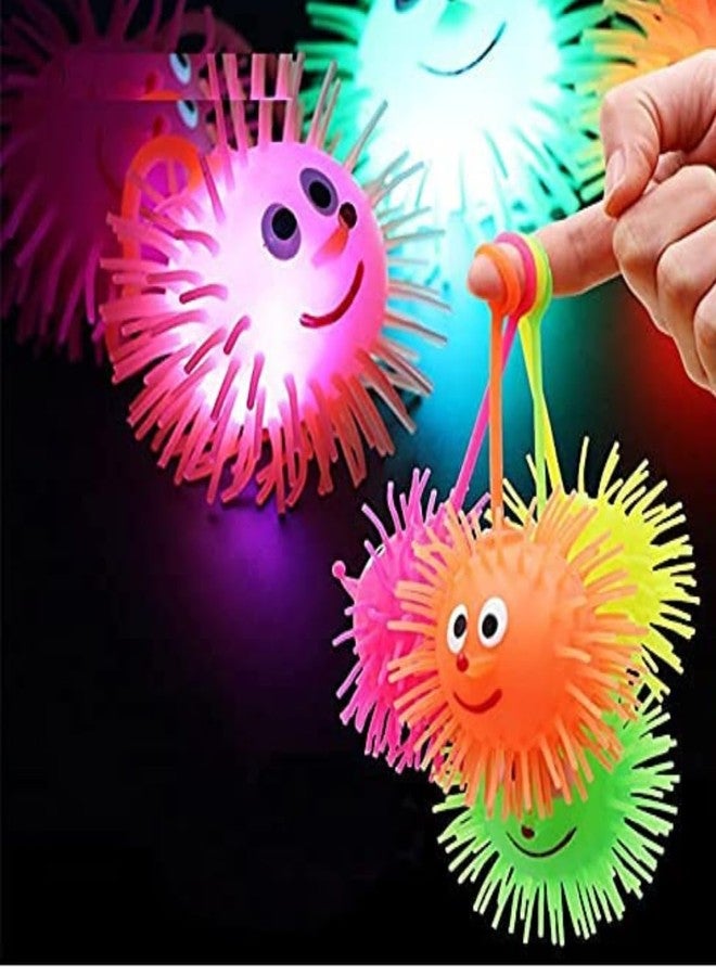 Munmoll Flashing Light Puffer Squishy Ball Toys for Toddlers Babies | Smile Face Silicone Puffer Ball with Flashing Light | Indoor Outdoor Spiky Fidget Sponge Balls Pack of 2 Multicolor - Image 1
